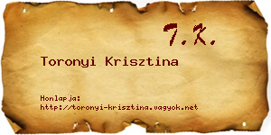 Toronyi Krisztina névjegykártya